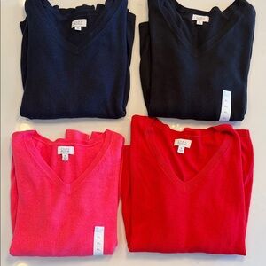 Croft & Barrow V-Neck Sweaters - Black, Red, Pink, Navy Blue- 2 NWT, 2 Like New